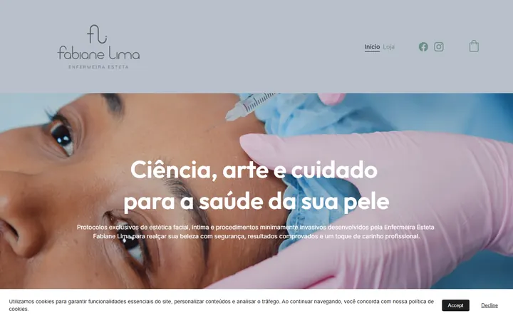 Página inicial do site Fabiane Lima · Enfermeira Esteta