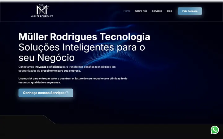 Página inicial do site Müller Rodrigues Tecnologia